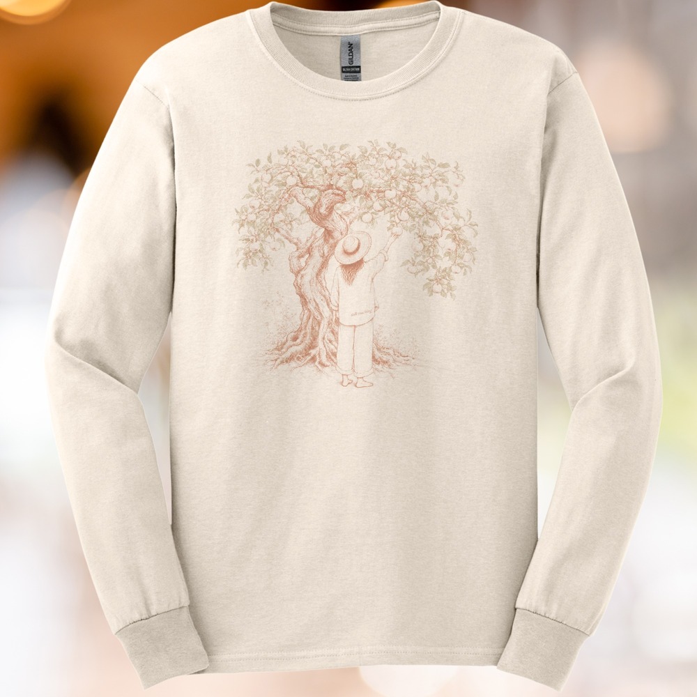 Still Reaching Woman Touching Fruit in the Orchard Tee